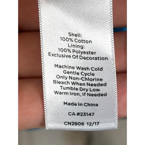 Talbots Womens 10 Turquoise Blue Embroidered Sateen Fit & Flare Mini Dress NEW - Picture 6 of 7